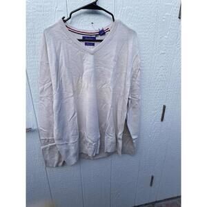 Alan Flusser Men's Tan V Neck Classic Merino Wool Sweater Size XXL NWT